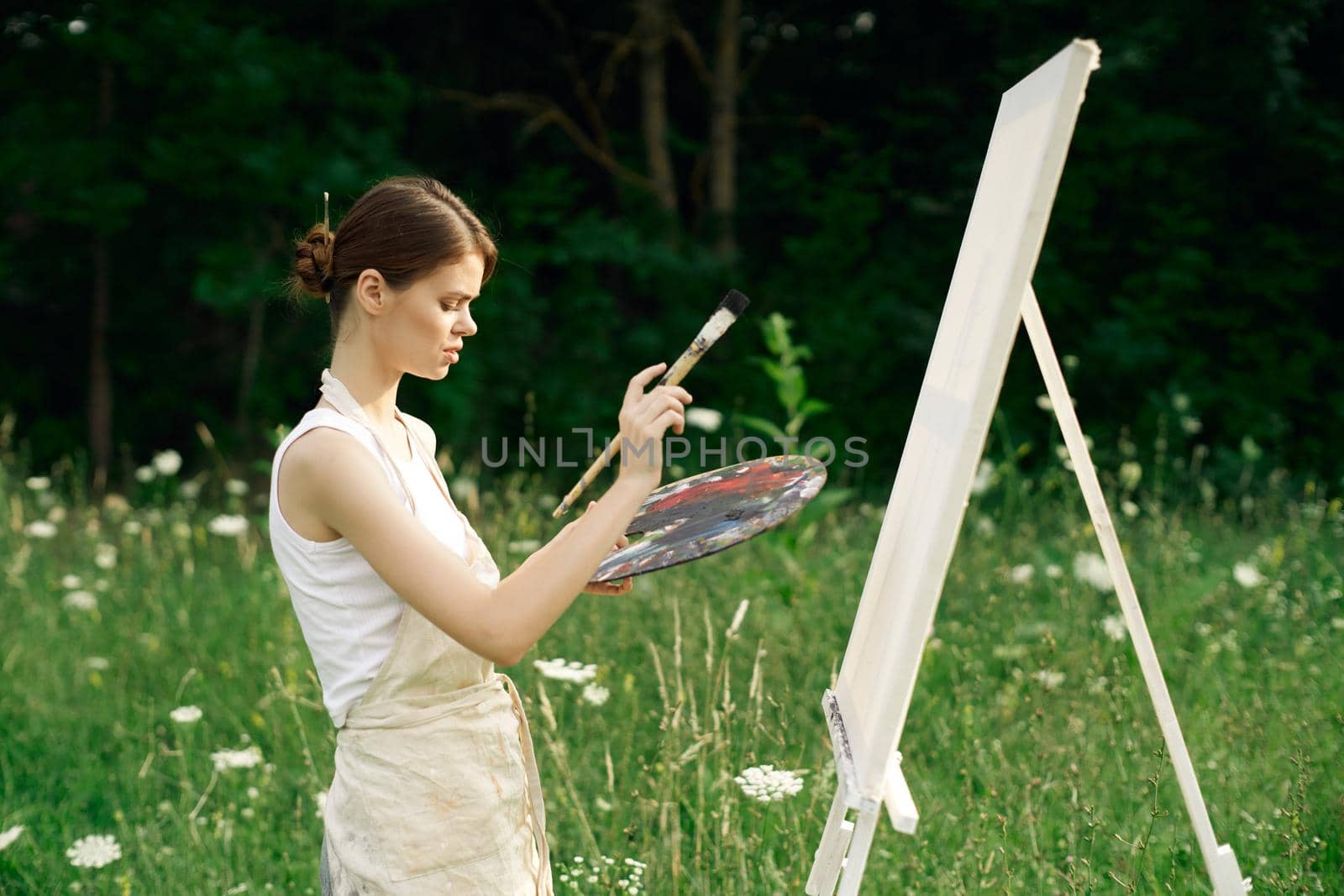 woman artist art drawing nature landscape hobby by Vichizh