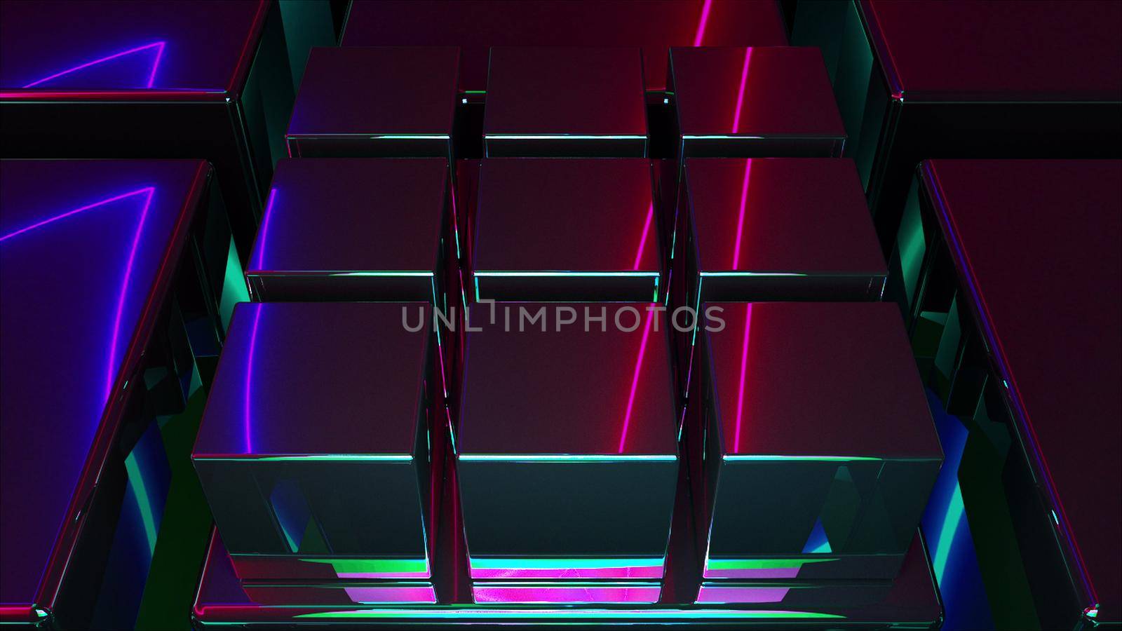 Cubes reflecting neon light by nolimit046