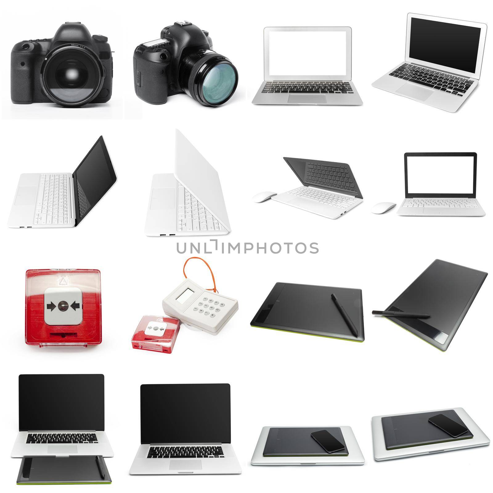 set of electronic object isolated on white background