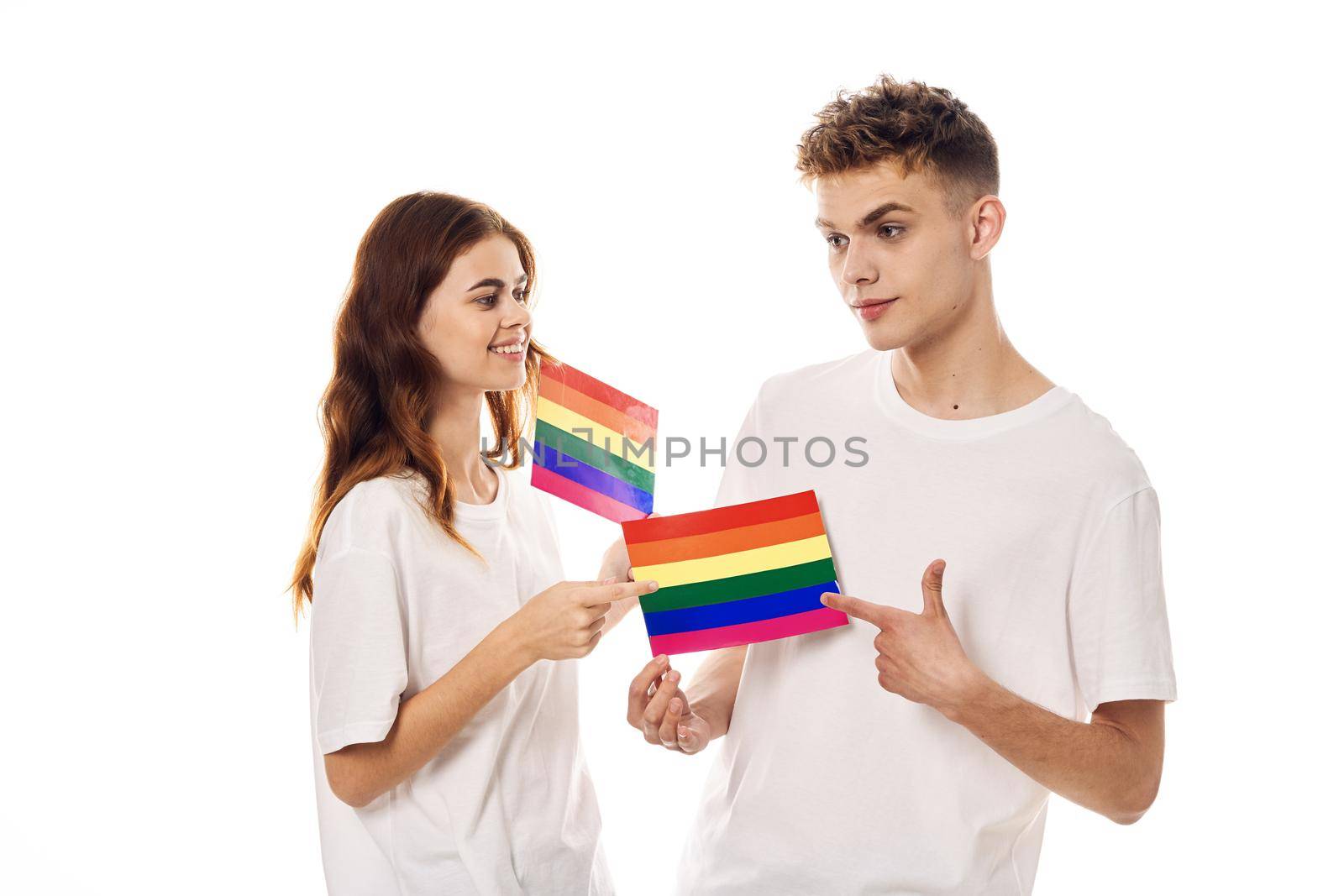 couple Flag lgbt transgender sexual minorities light background by Vichizh