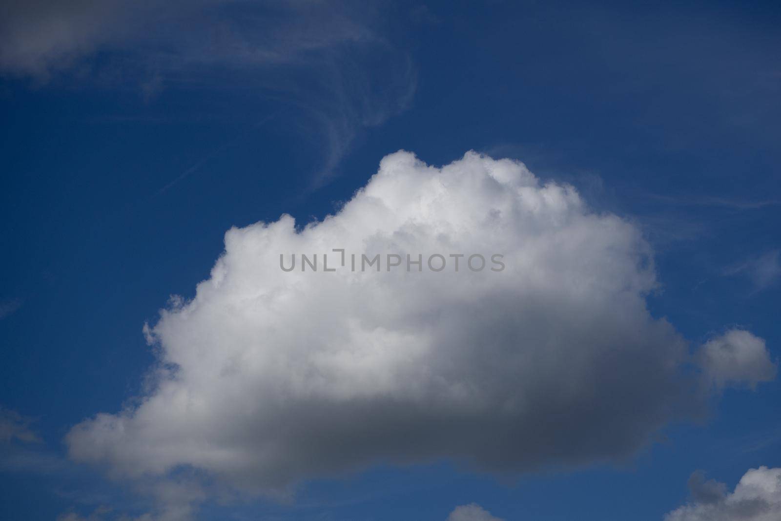 Blue summer sky white cumulus clouds background -image