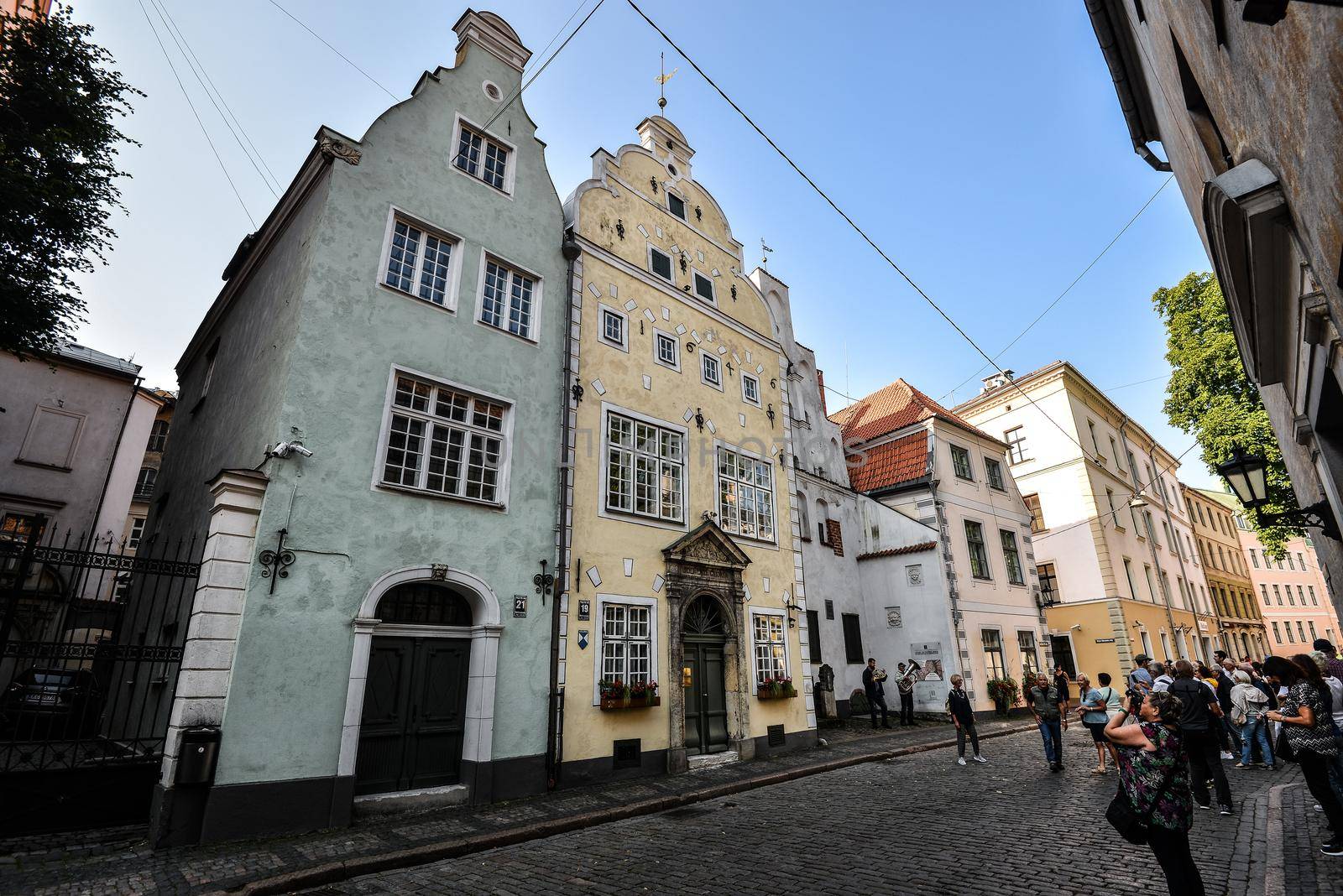 Riga, Latvia - August 23, 2017 : Beautiful view on old colorful buildings and streets of Riga, Latvia. Architecture in Riga old town.