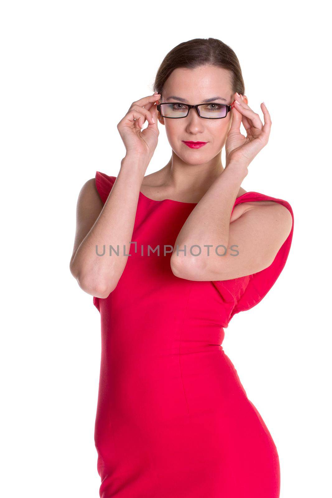 Lady in red with glasses by gsdonlin