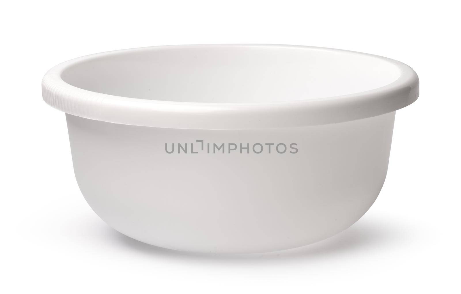 Plastic empty basin isolated on white background, close up