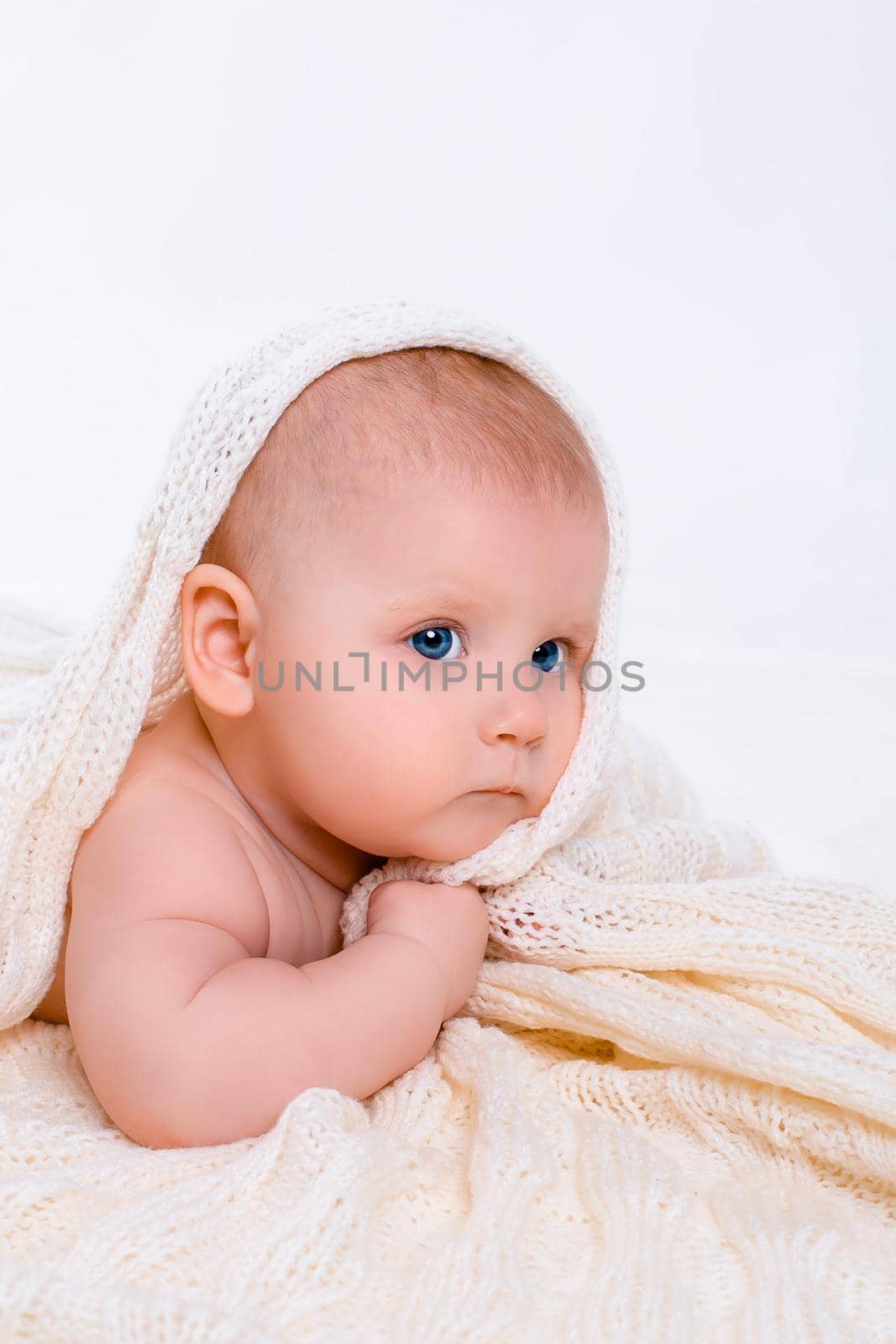 Cute baby girl on white background with isolation by nazarovsergey