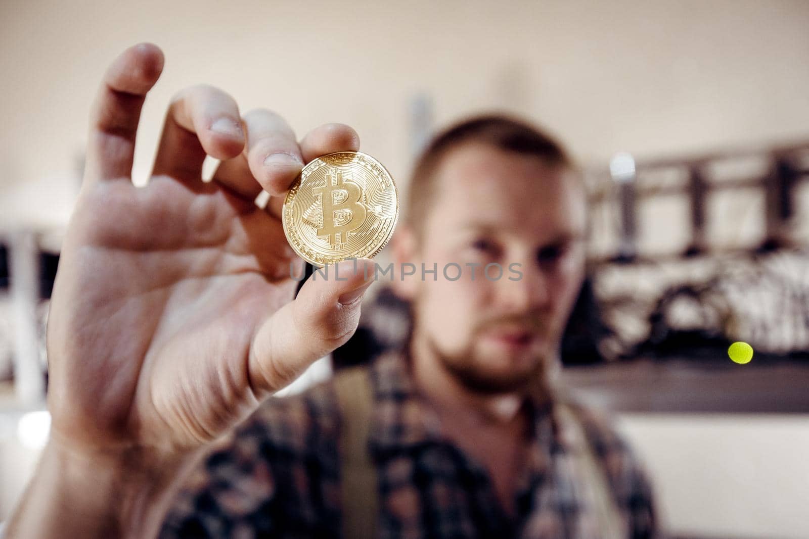 Bright coin symbol in hand by Demkat