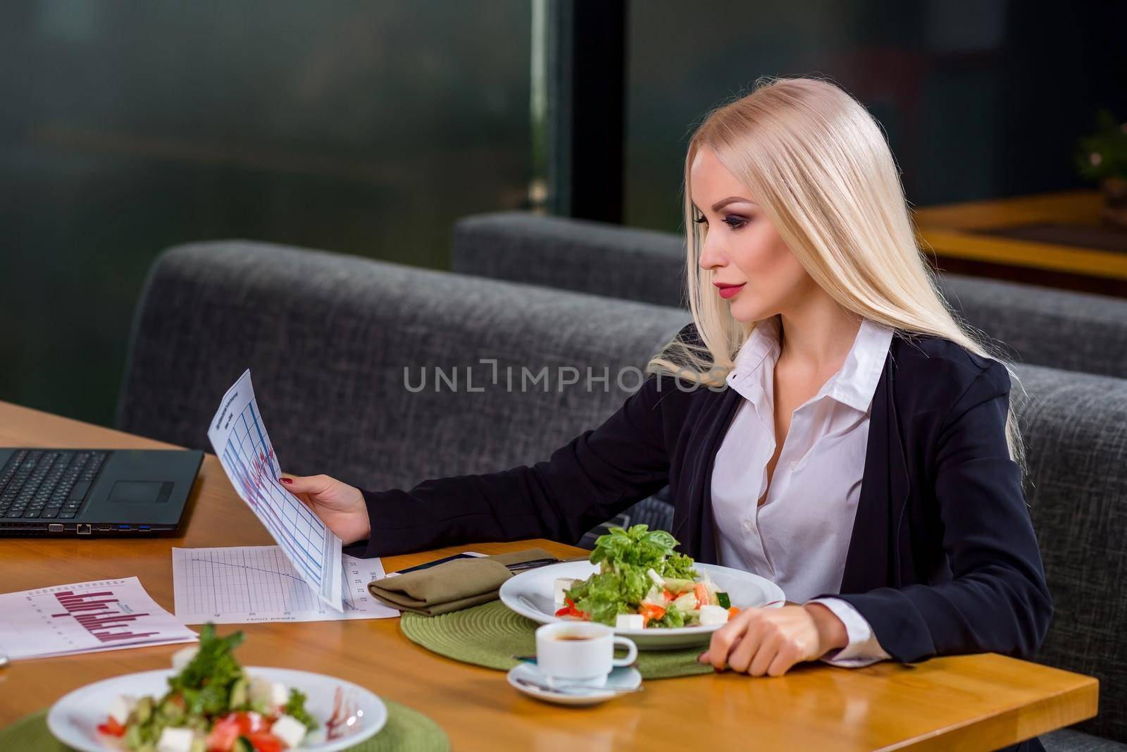 woman and man on business lunch by nazarovsergey