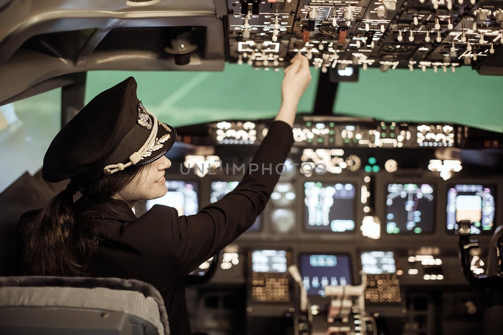 A woman flying an airplane by Demkat