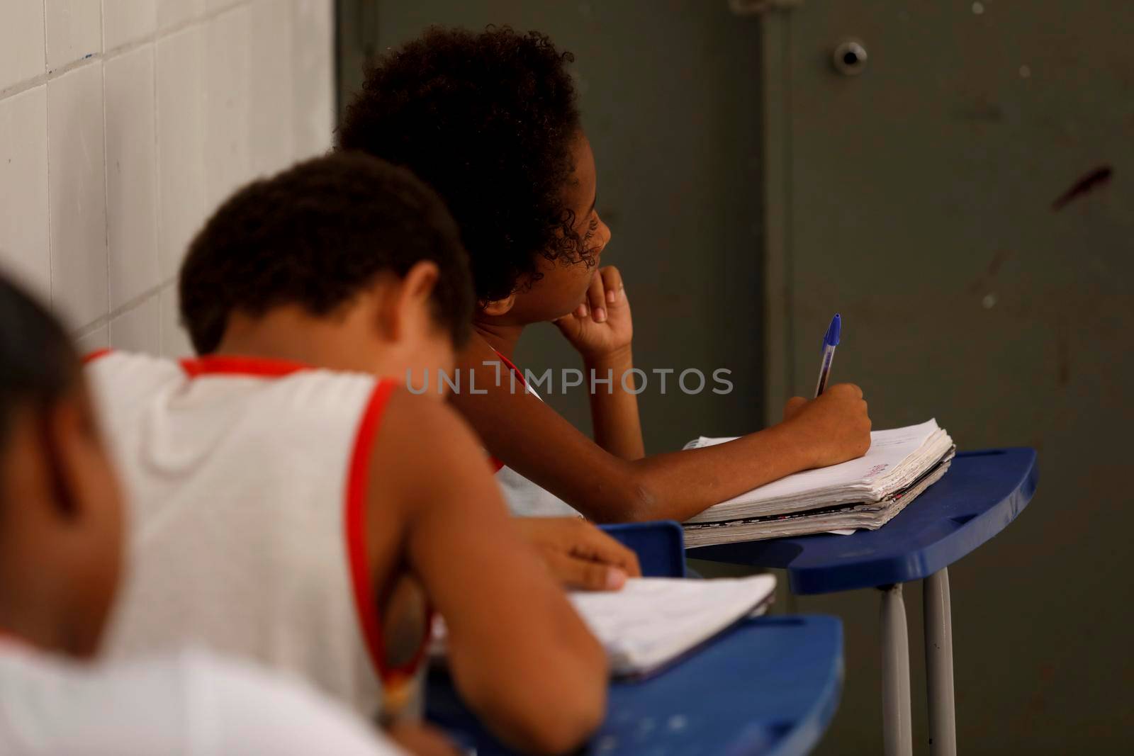 lauro de freitas, bahia, brazil - august 21, 2019: public school students are seen in a classroom in the city of lauro de Freitas.