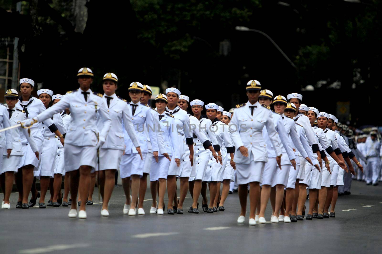 lsalvador, bahia, brazil - september 7, 2014: Brazilian Navy military personnel are seen during a military parade celebrating the independence of Brazil in the city of Salvador.