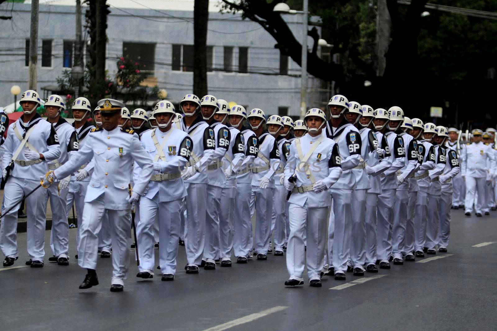 lsalvador, bahia, brazil - september 7, 2014: Brazilian Navy military personnel are seen during a military parade celebrating the independence of Brazil in the city of Salvador.