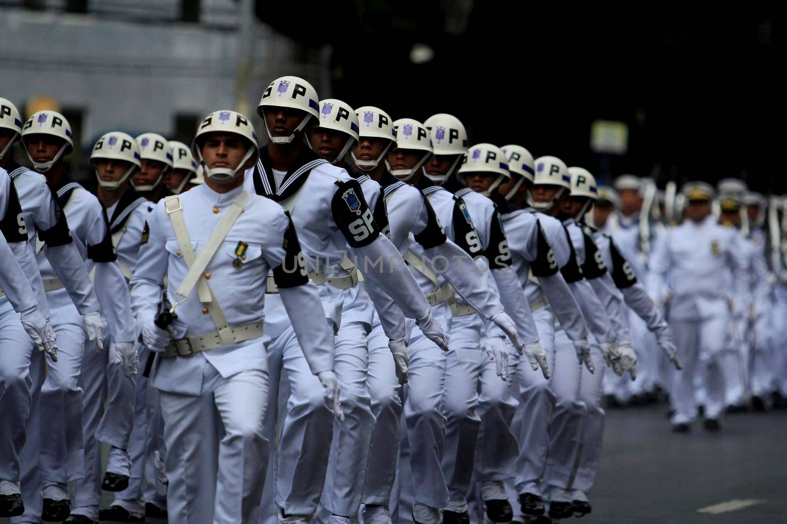 lsalvador, bahia, brazil - september 7, 2014: Brazilian Navy military personnel are seen during a military parade celebrating the independence of Brazil in the city of Salvador.