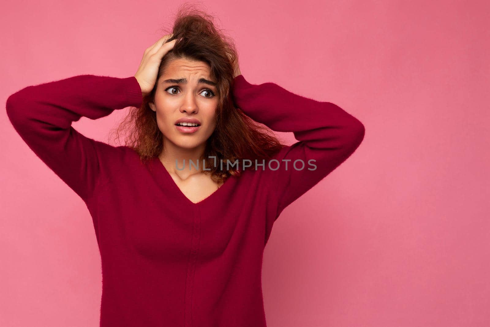 Are you serious? Closeup photo of beautiful attractive emotional shocked amazed surprised young woman with open mouth wearing casual clothes isolated over colourful background with empty space.
