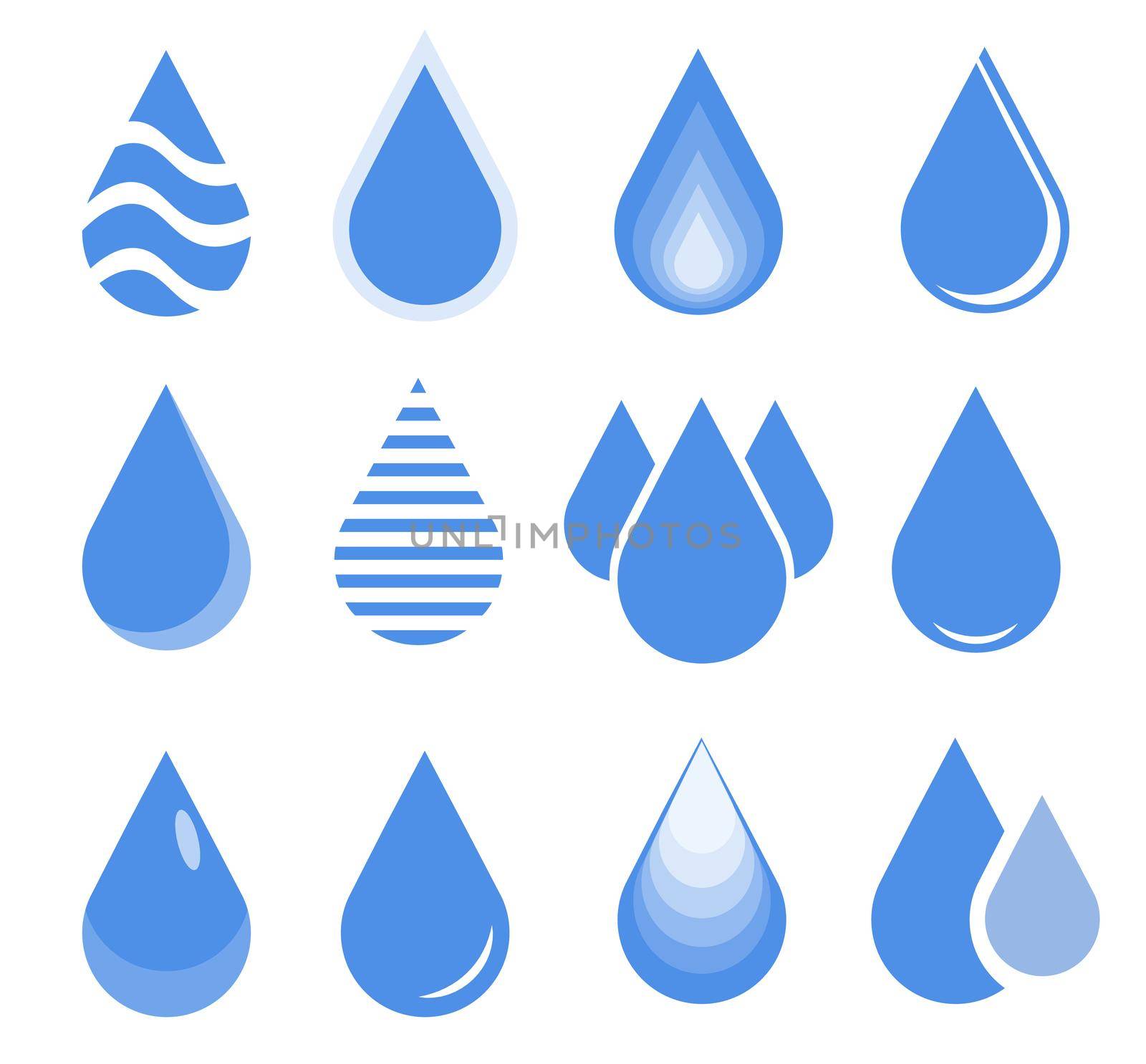 water drop set, blue drop buttons. Illustration