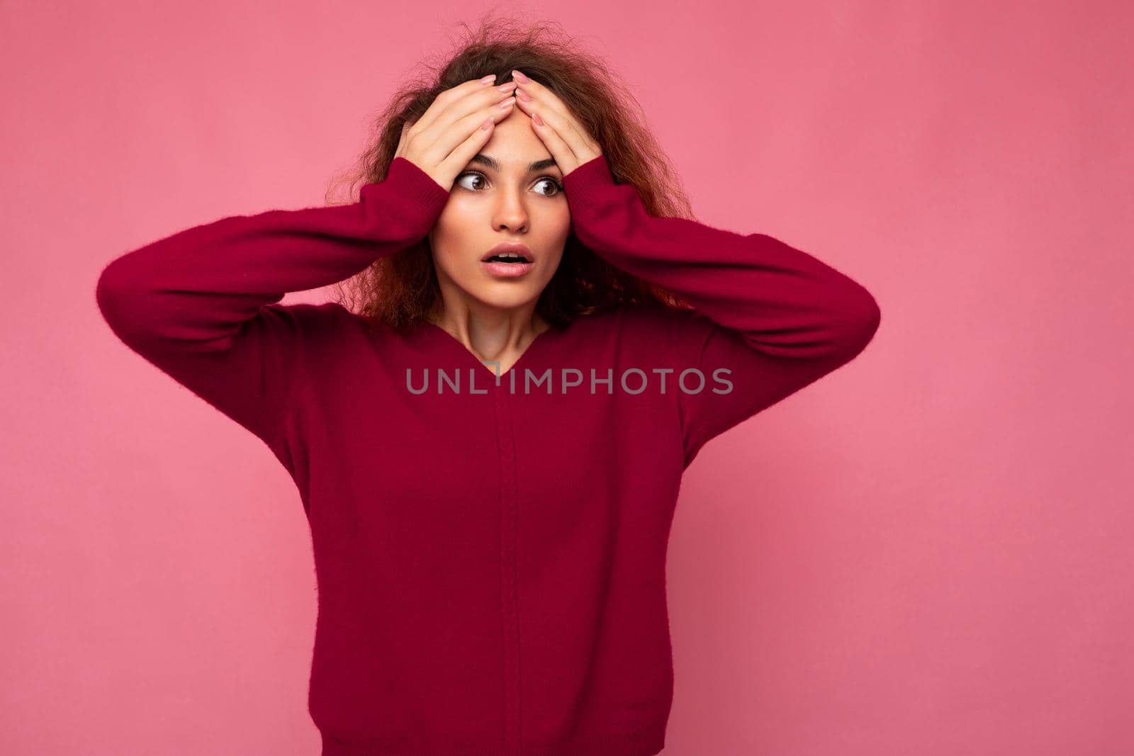 Are you serious? Closeup photo of beautiful attractive emotional shocked amazed surprised young woman with open mouth wearing casual clothes isolated over colourful background with empty space.