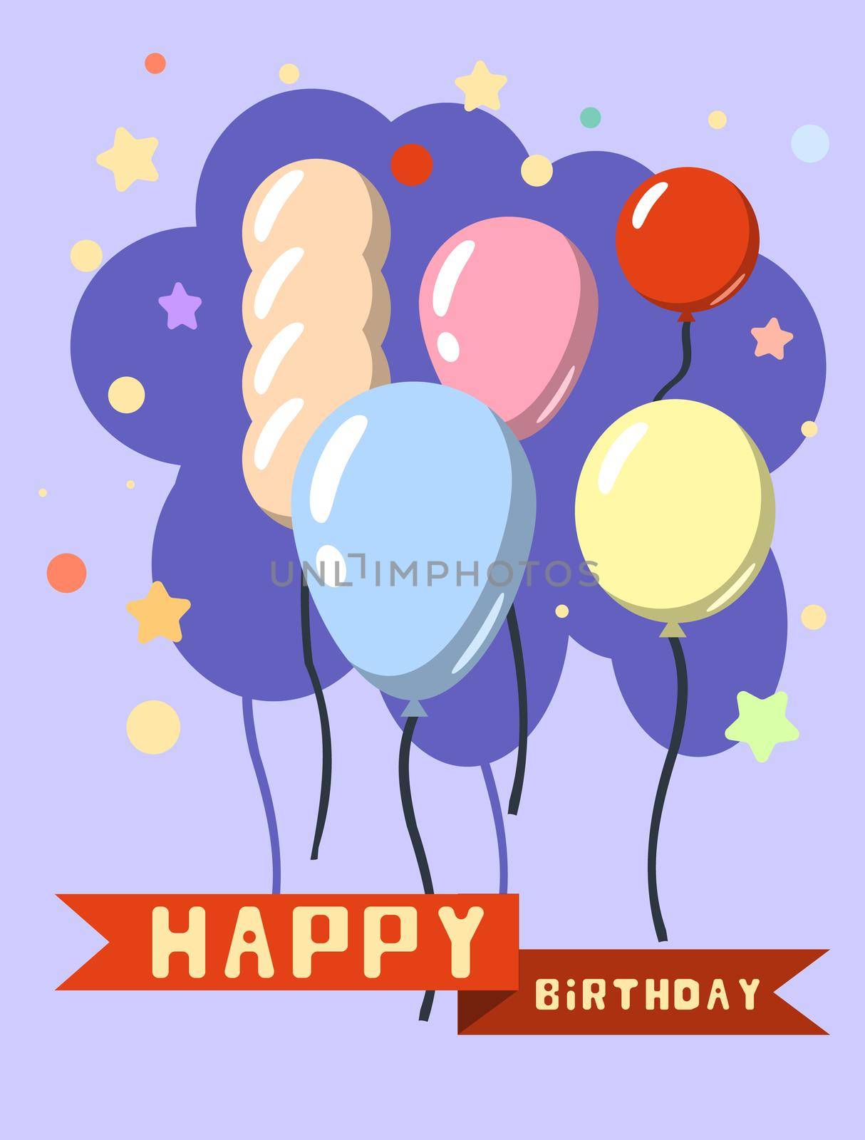 Colorful Happy Birthday in a flat style. illustration