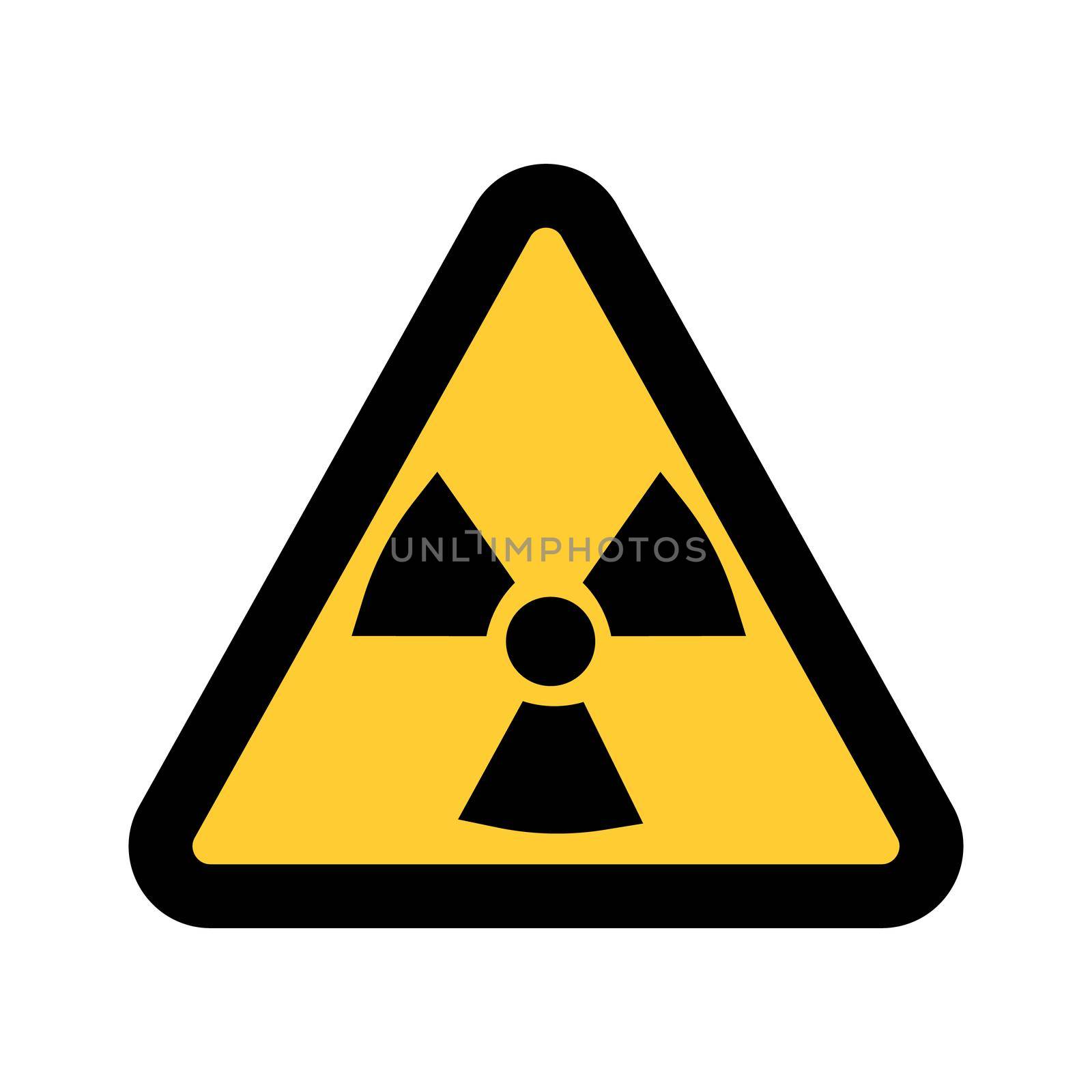 Radiation warning sign, isolated on white background illustration