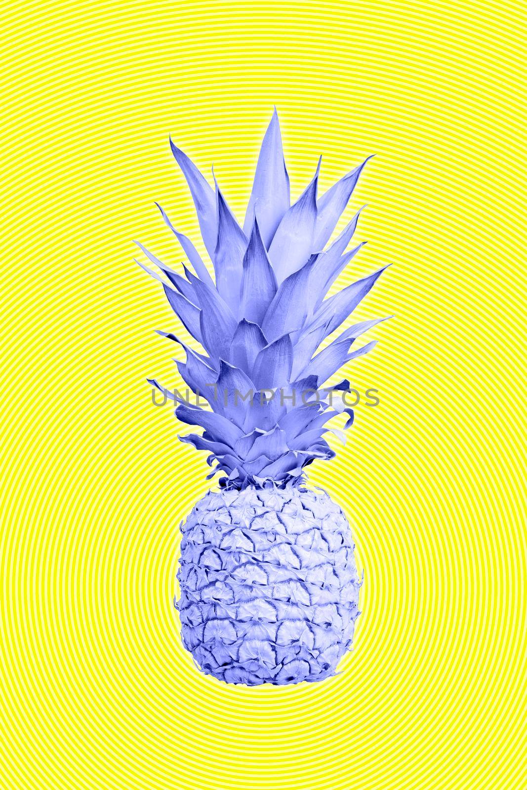Contemporary art collage with pineapple. Exotic tropical fruit. Pop art. Perfect for invitations, greeting cards, posters. by bashta