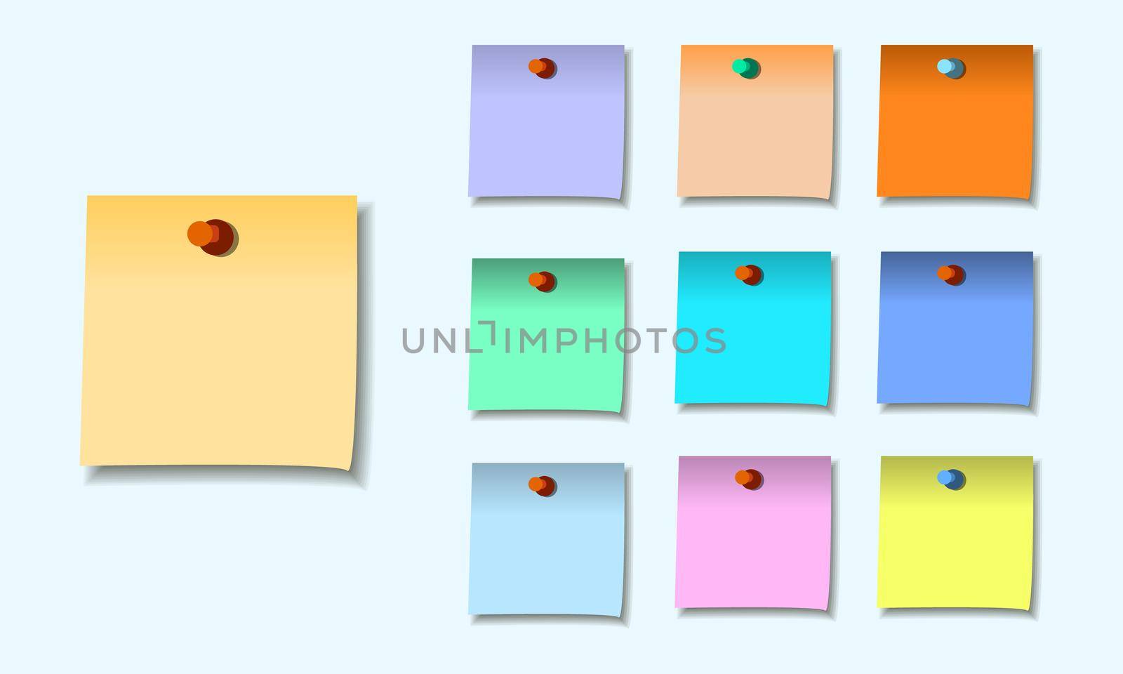 colored set of sticky notes memo. illustration eps