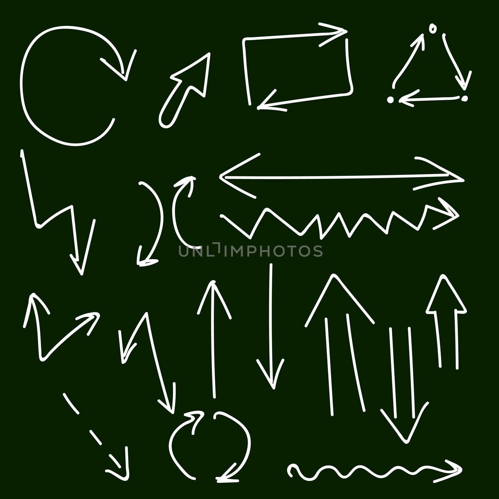 Chalk Arrows. Hand drawn illustration on green