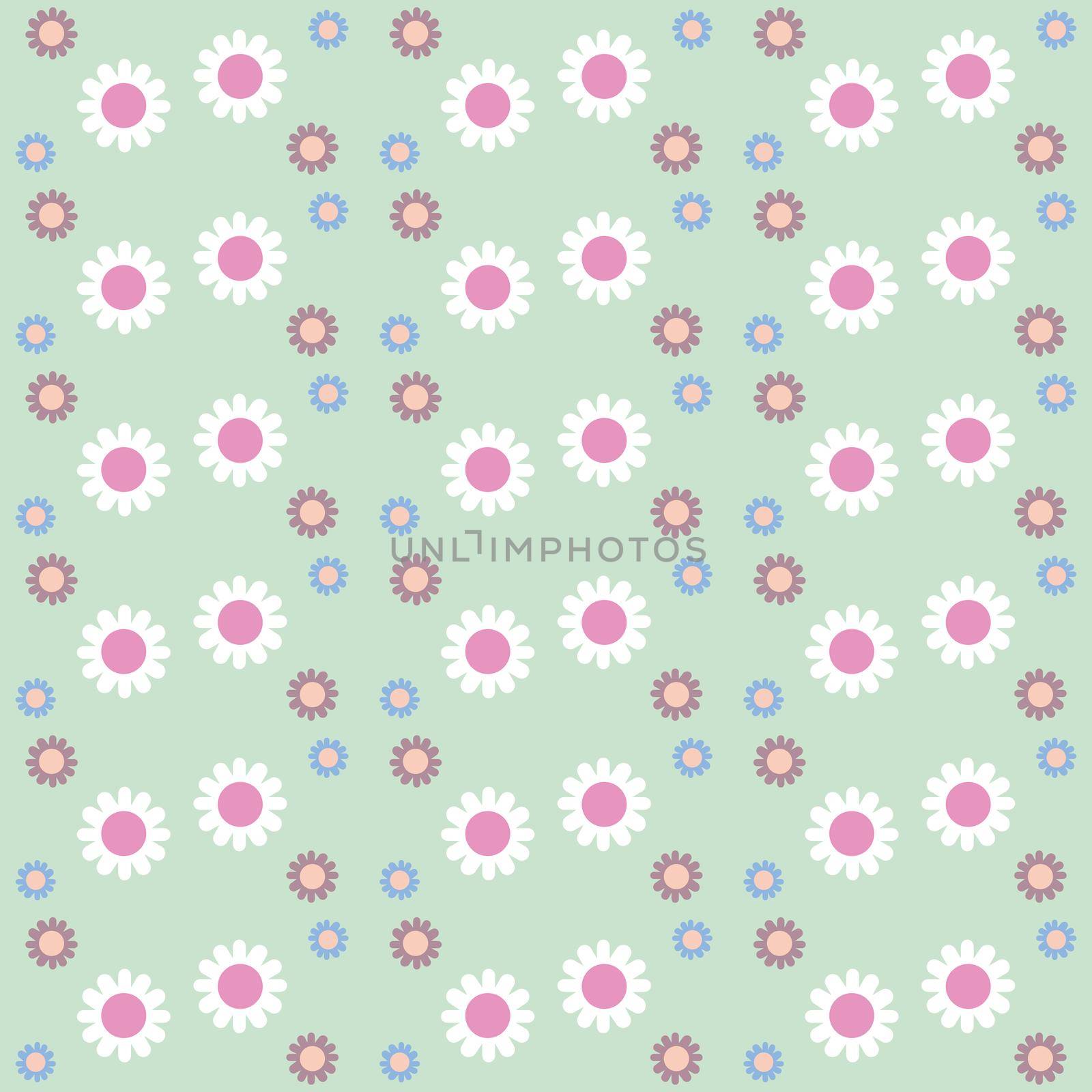 Seamless flowers pattern. Floral green background illustration