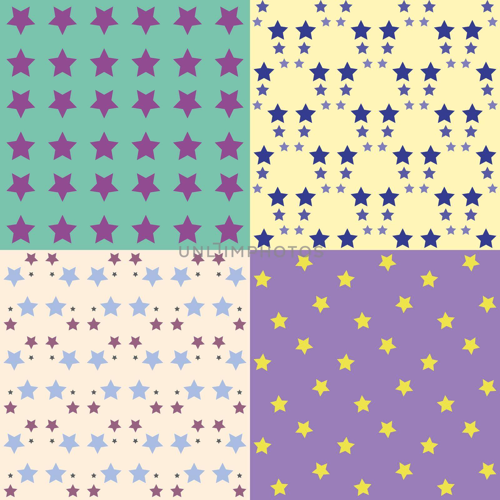 Set of background patterns. Colorful stars illustration