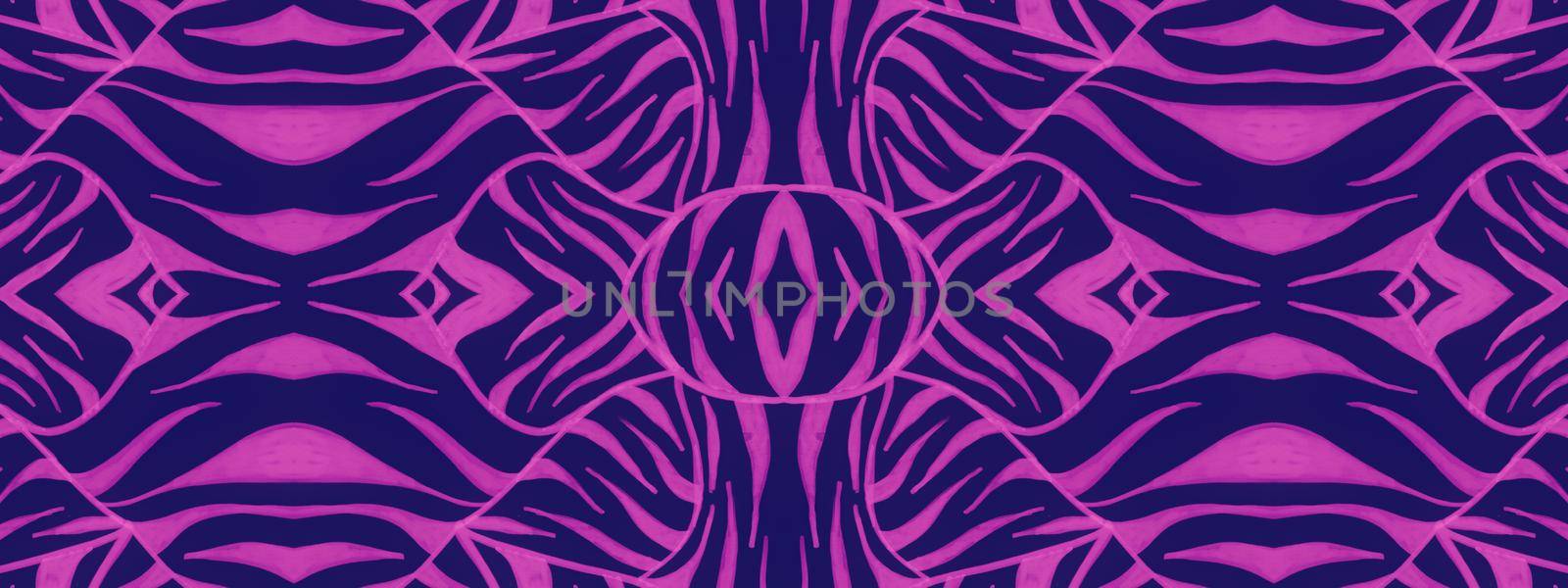 Ethnic Textile Design. Psychedelic Animal Wave Lines. Tiger Skin Ornament. Fashion Tribal Banner. Seamless Ethnic Print Design. Psychedelic Exotic Wave Stripes. Violet Ethnic Fabric Design.