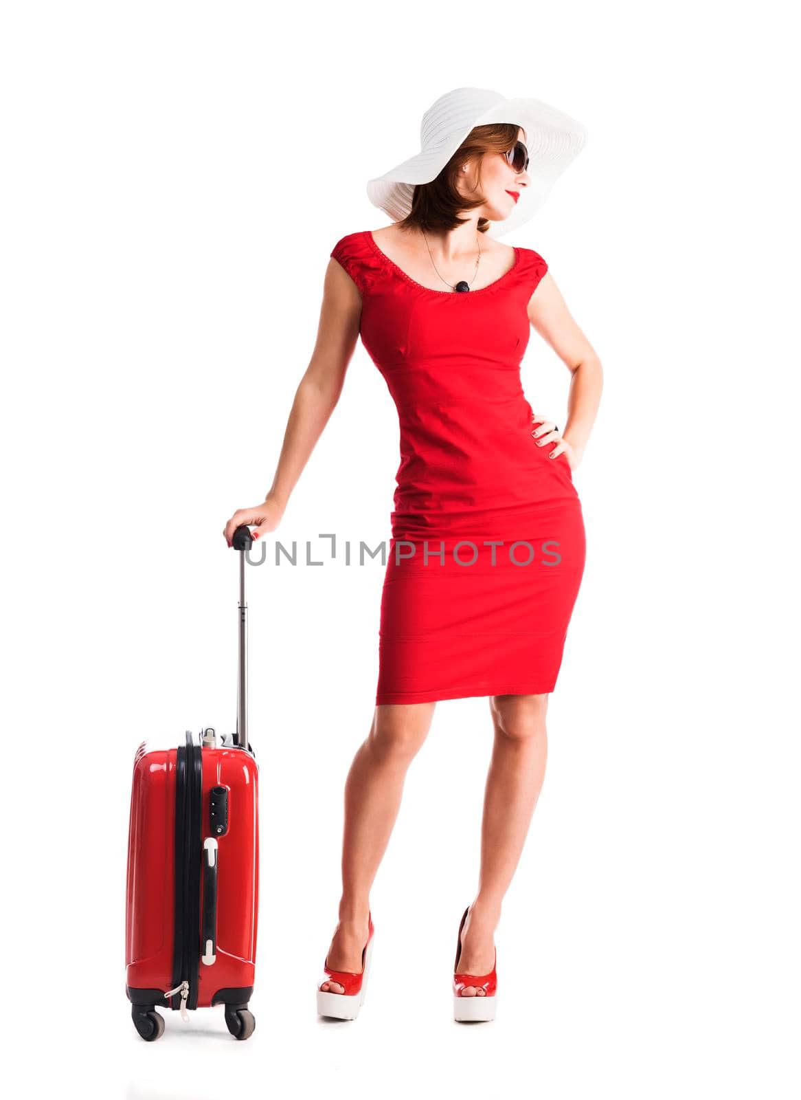 beautiful girl with suitcase by GekaSkr