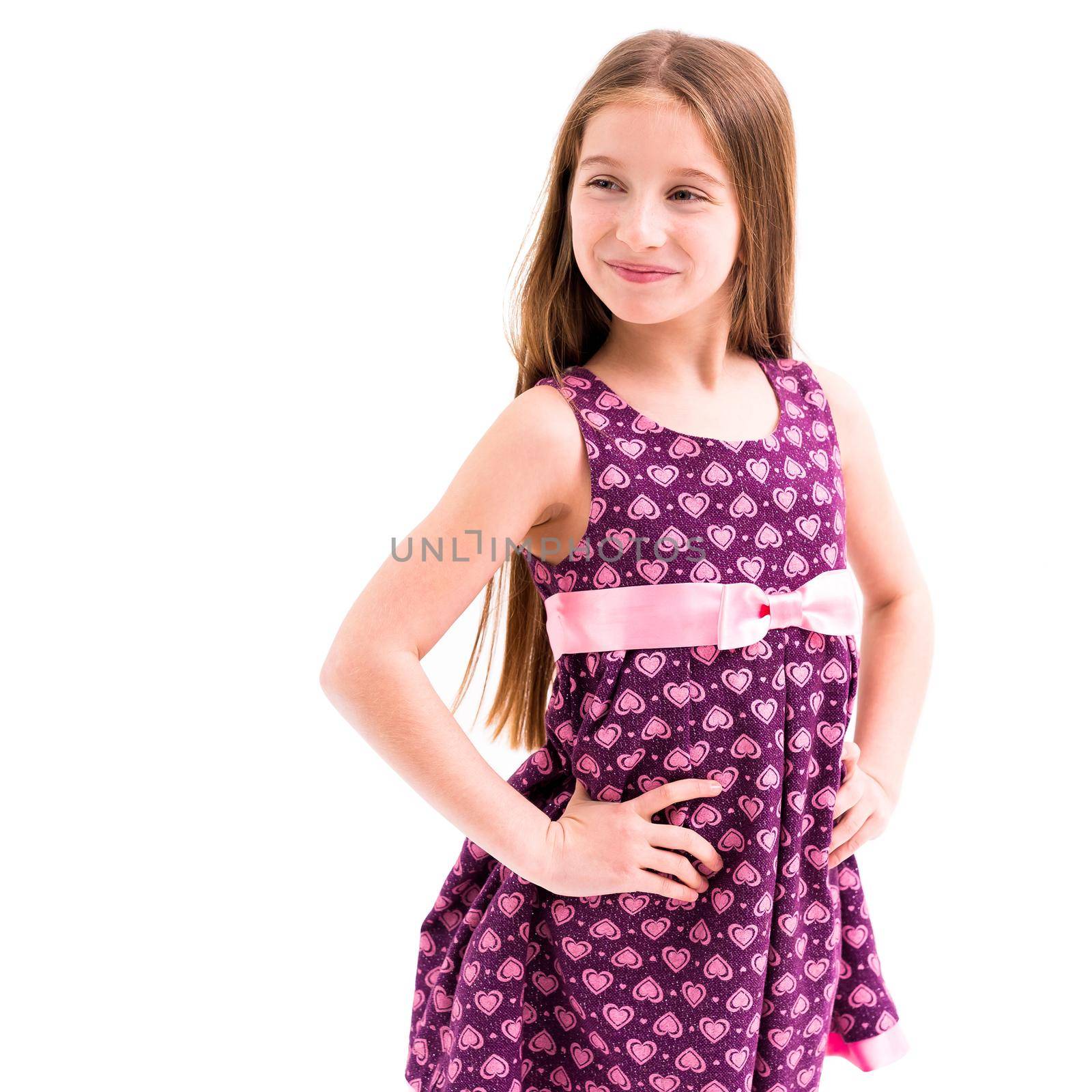 girl with long hair wearing a violet dress by GekaSkr