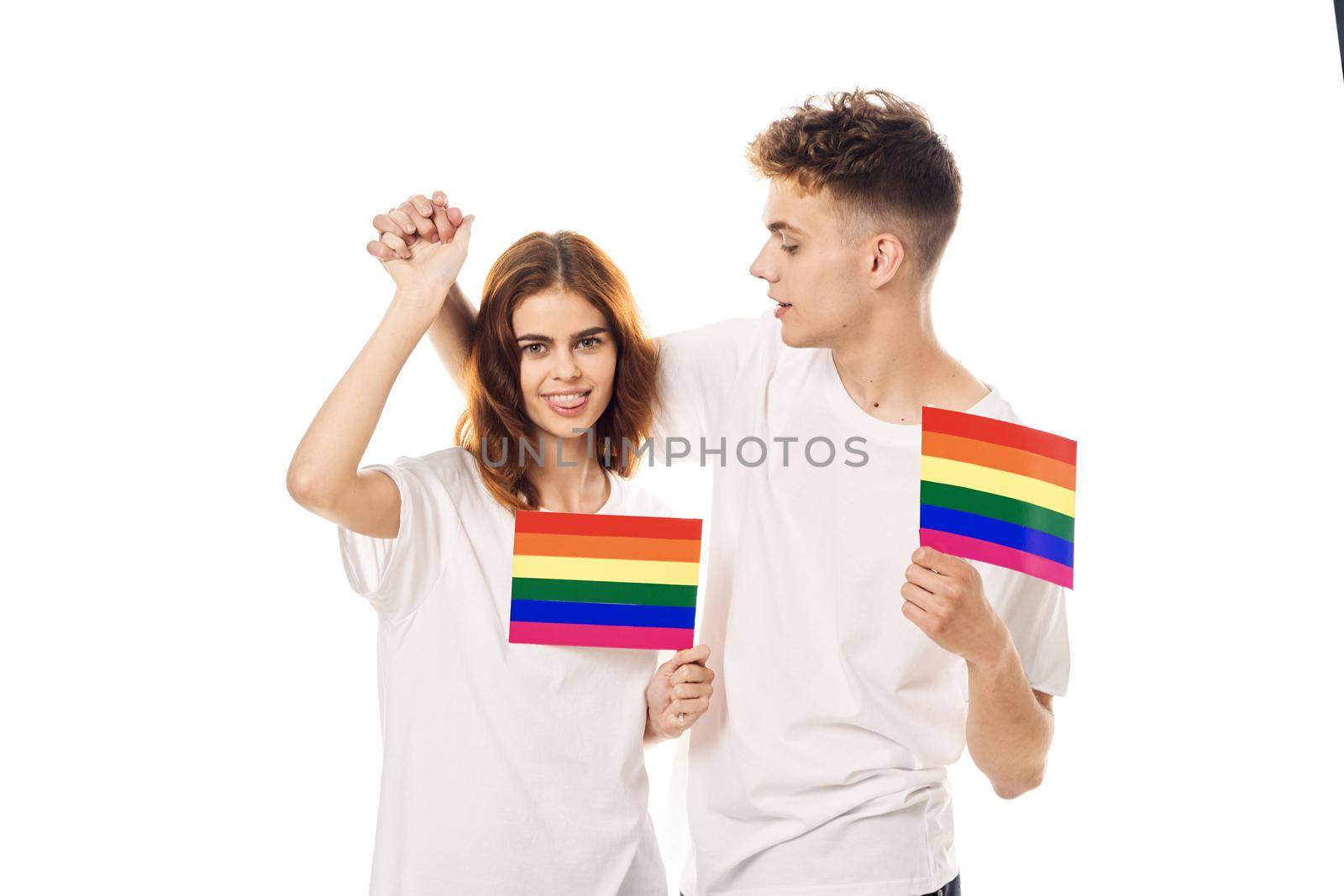 couple Flag lgbt transgender sexual minorities light background by Vichizh