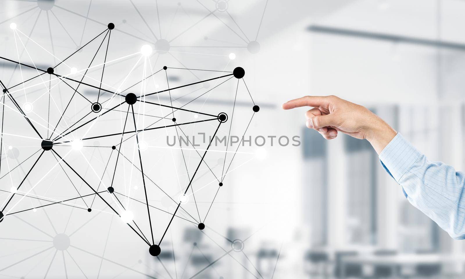 Close of businessman hand touching with finger connection concept. 3d rendering