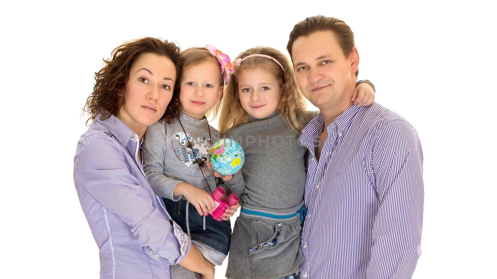 Happy family with children. Isolated on white background by kolesnikov_studio