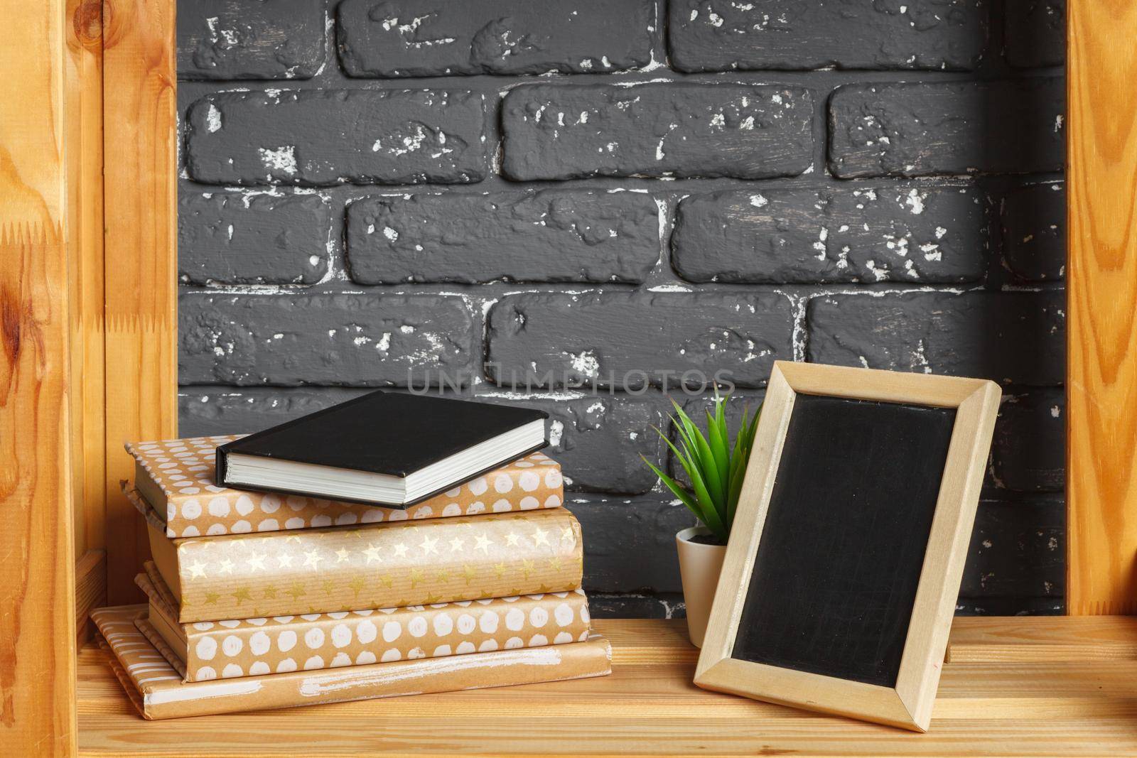 Image of wooden board with documents in office