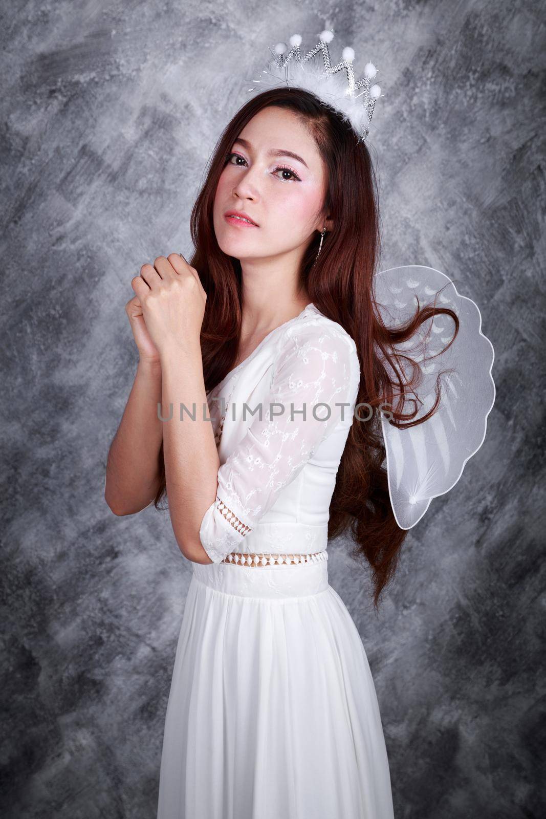 portrait of a beautiful young woman angel 