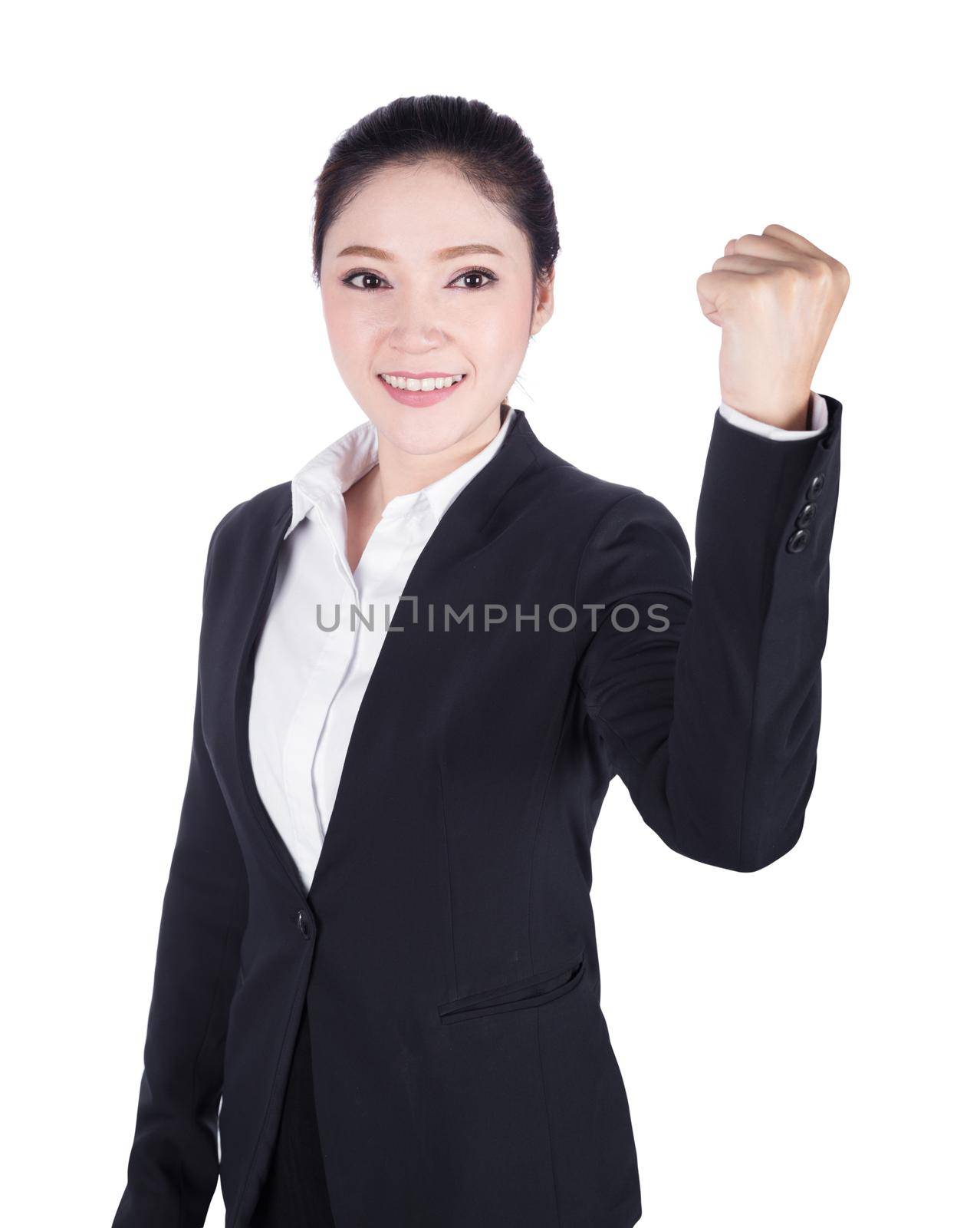 Success / winner business woman isolated on white  by geargodz