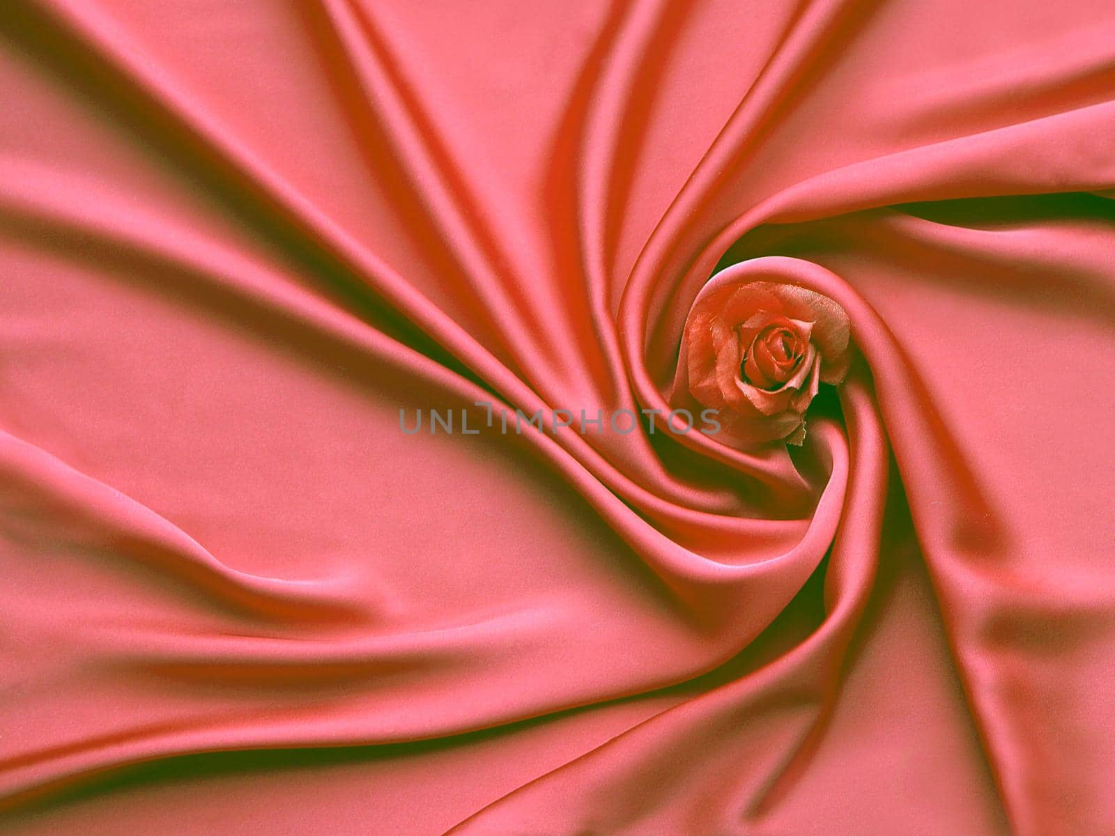 Red Silk And Rose Petals. rose on a silk abstract. Valentines day with copy space for add text.