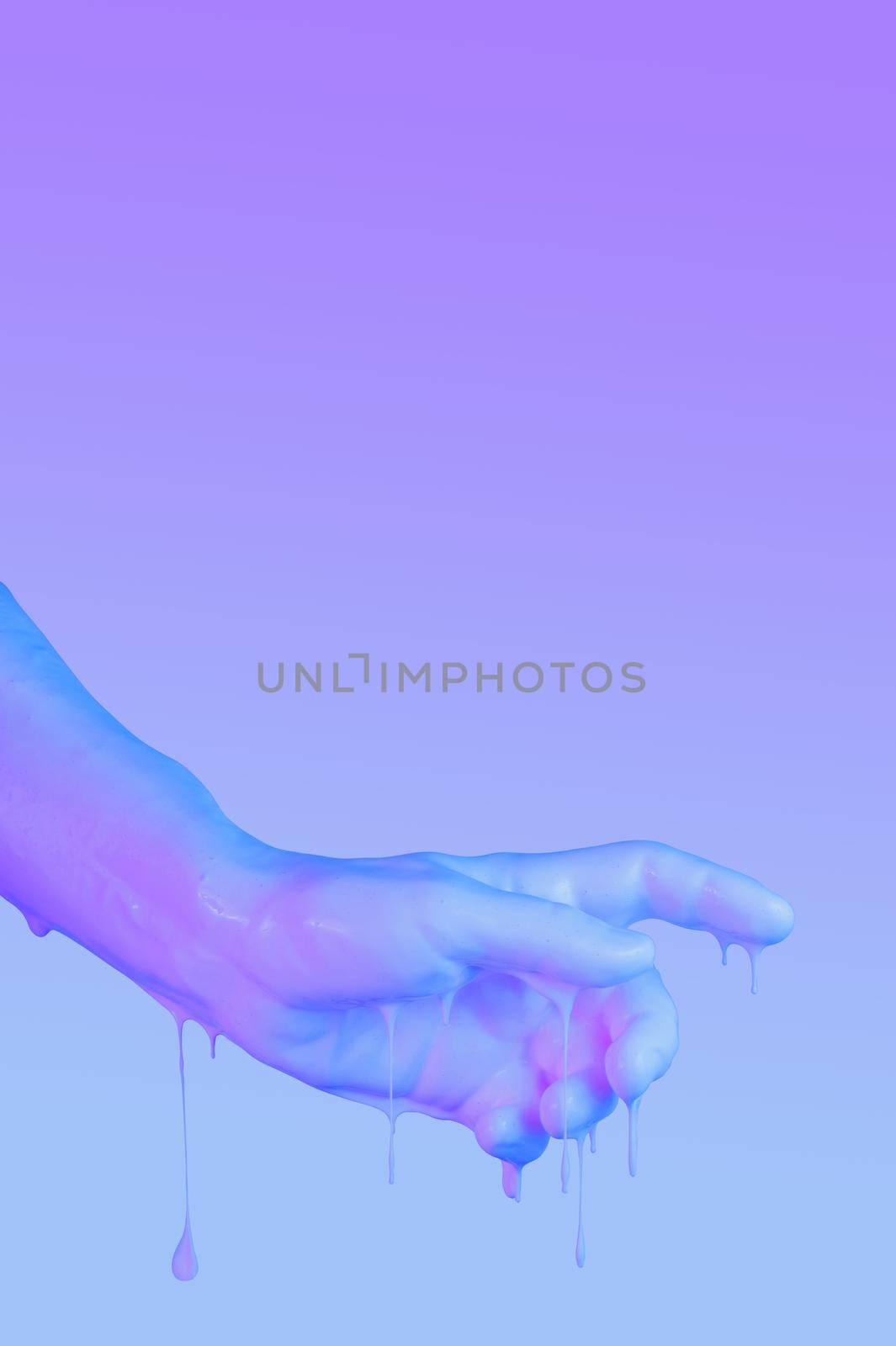 Human palms dipped in color paint. Painted hands. Liquid drips off fingers. Gesture. Contemporary art collage. Abstract surreal pop art style. Modern concept image. Zine culture. Funky minimalism. by bashta