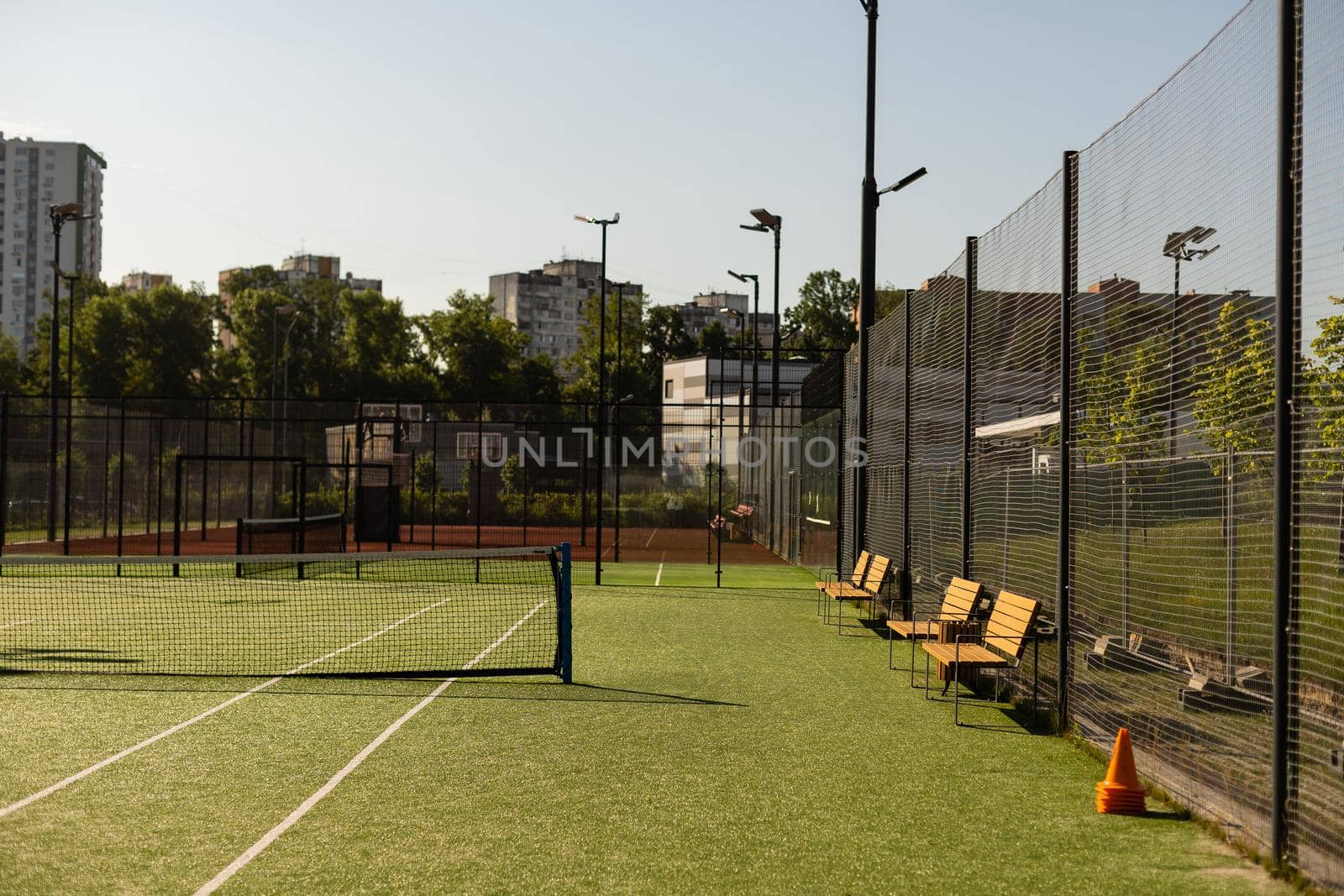 empty tennis grass court Aerial by Andelov13