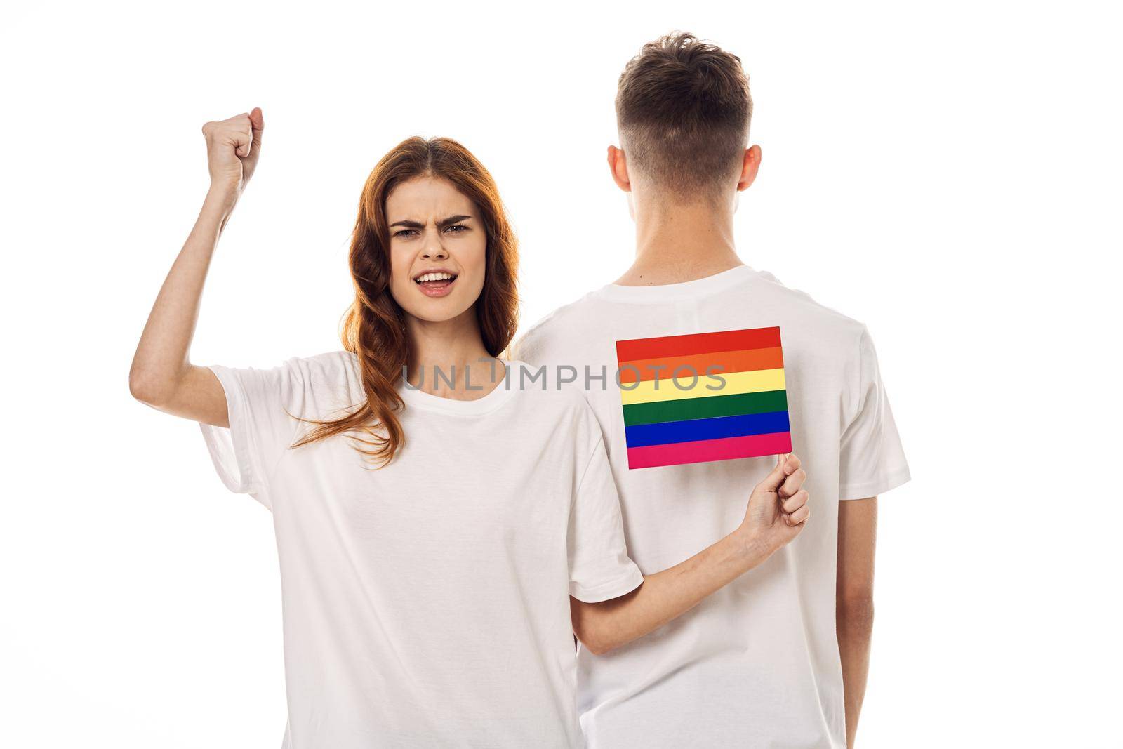 couple Flag lgbt transgender sexual minorities light background by Vichizh