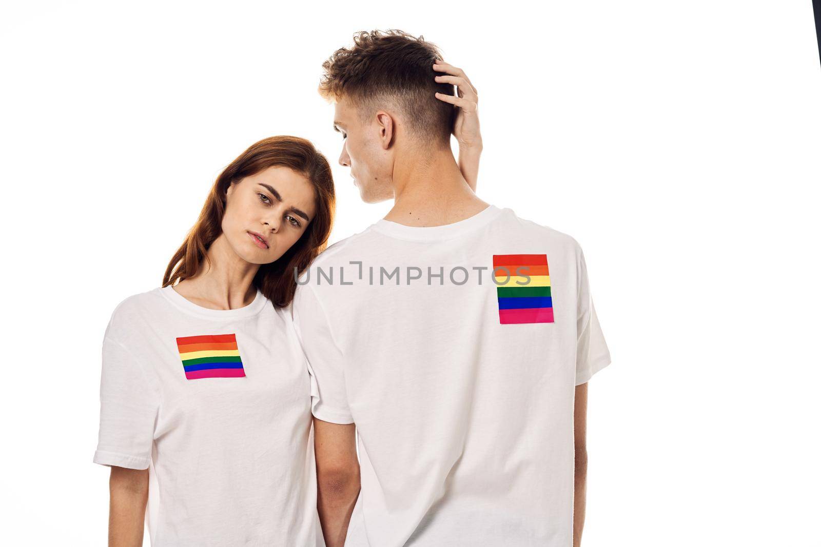 couple Flag lgbt transgender sexual minorities light background by Vichizh