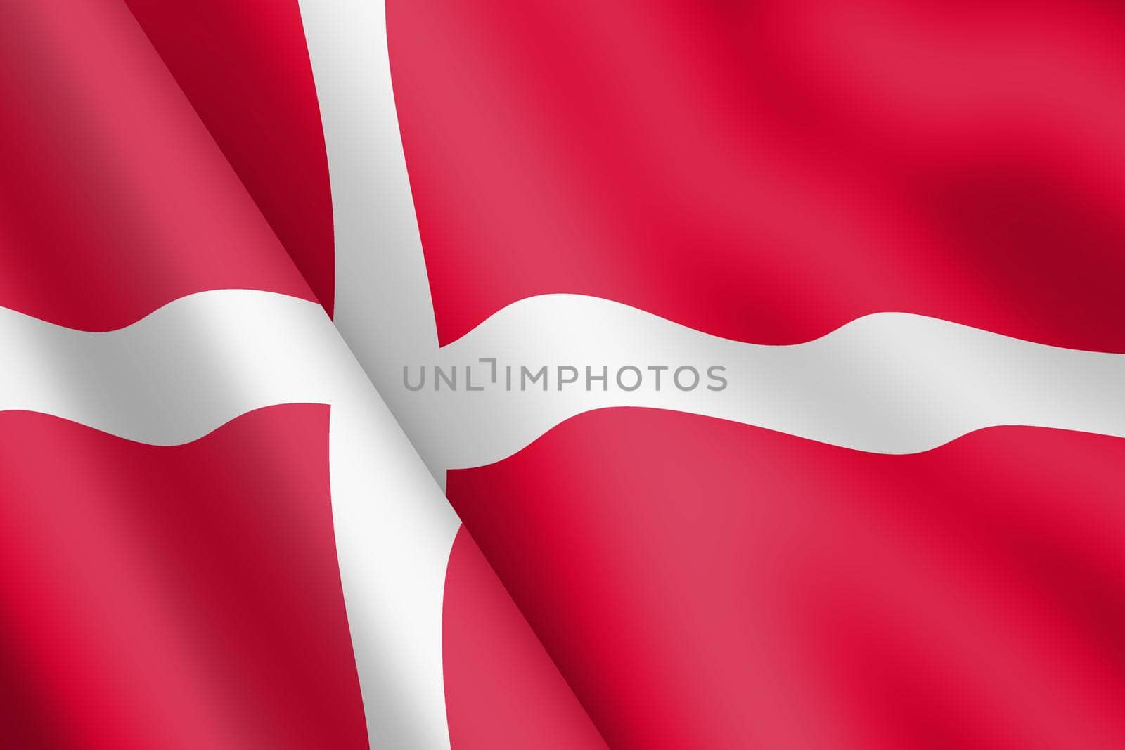 A Denmark waving flag 3d illustration wind ripple