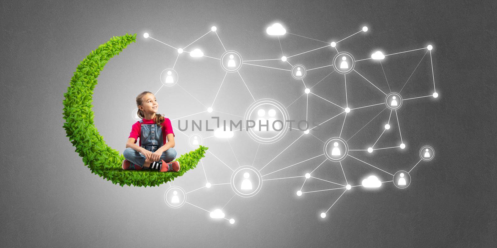 Idea of children Internet communication or online playing and parent control by adam121