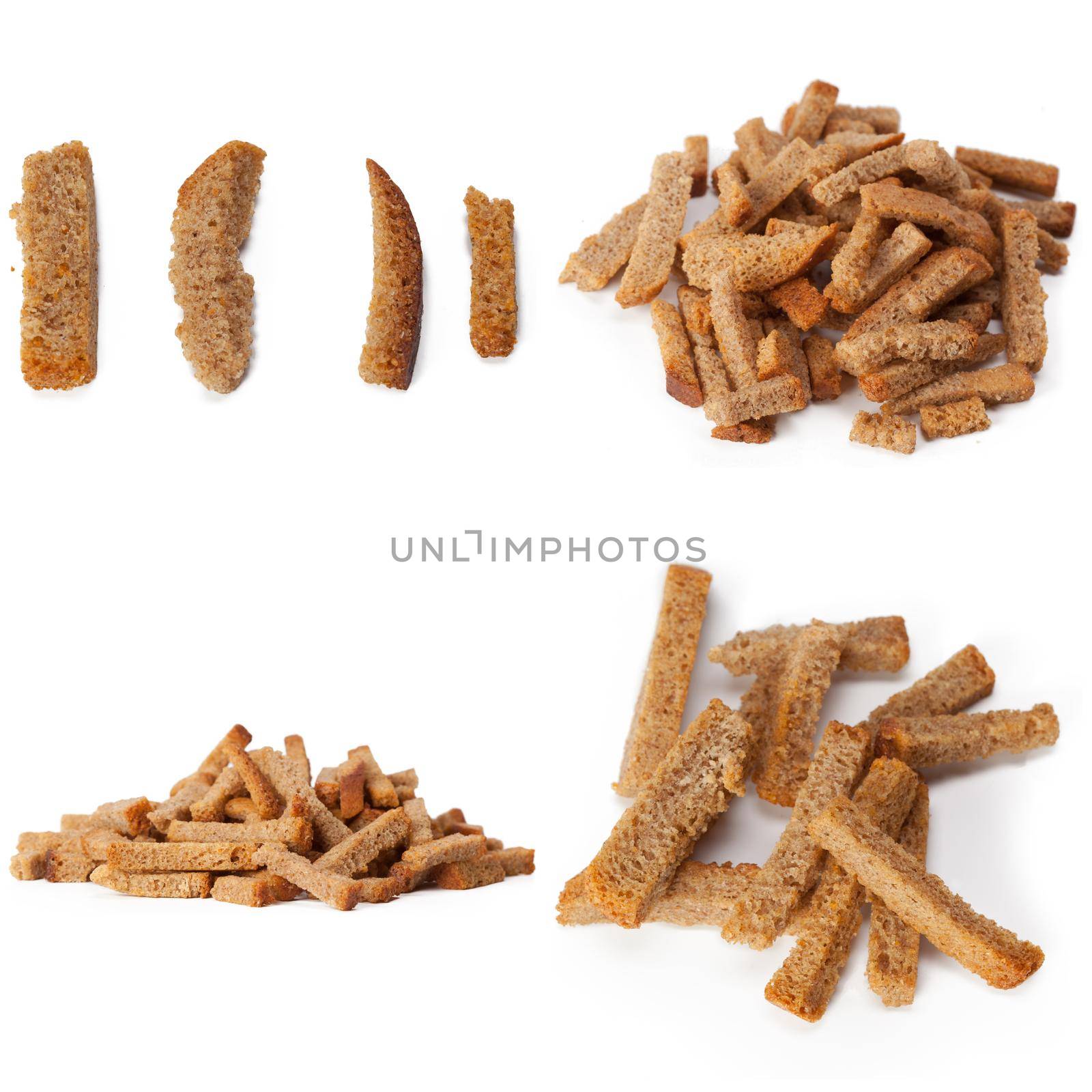 Rye Bread crackers. Isolated on white background