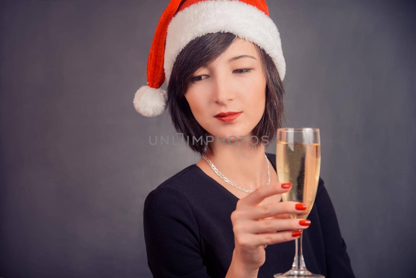 Young woman with beverage champagne by alexAleksei