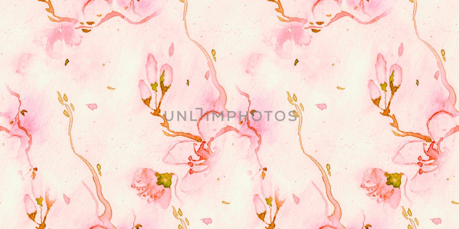 Watercolour Cherry Blossom. Seamless Apple by YASNARADA