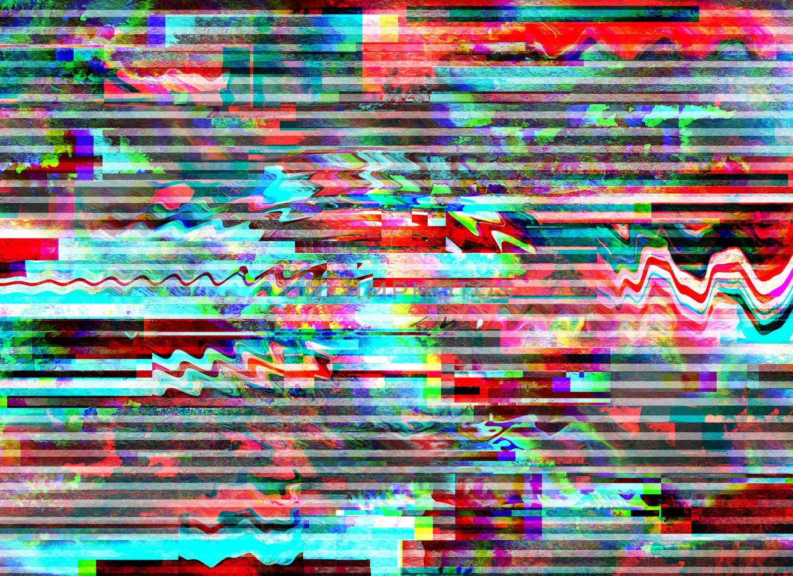 Glitch background. Computer screen error. Digital pixel noise abstract design. Photo glitch. Television signal fail. Data decay. Technical problem grunge wallpaper. Colorful noise by DesignAB