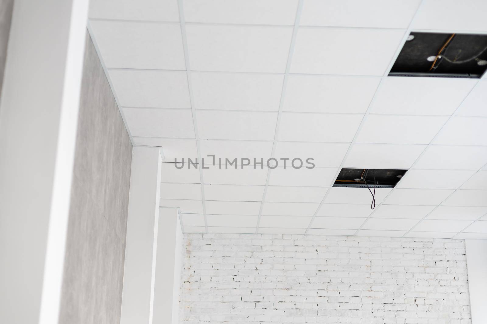 Ceiling and lighting inside office building