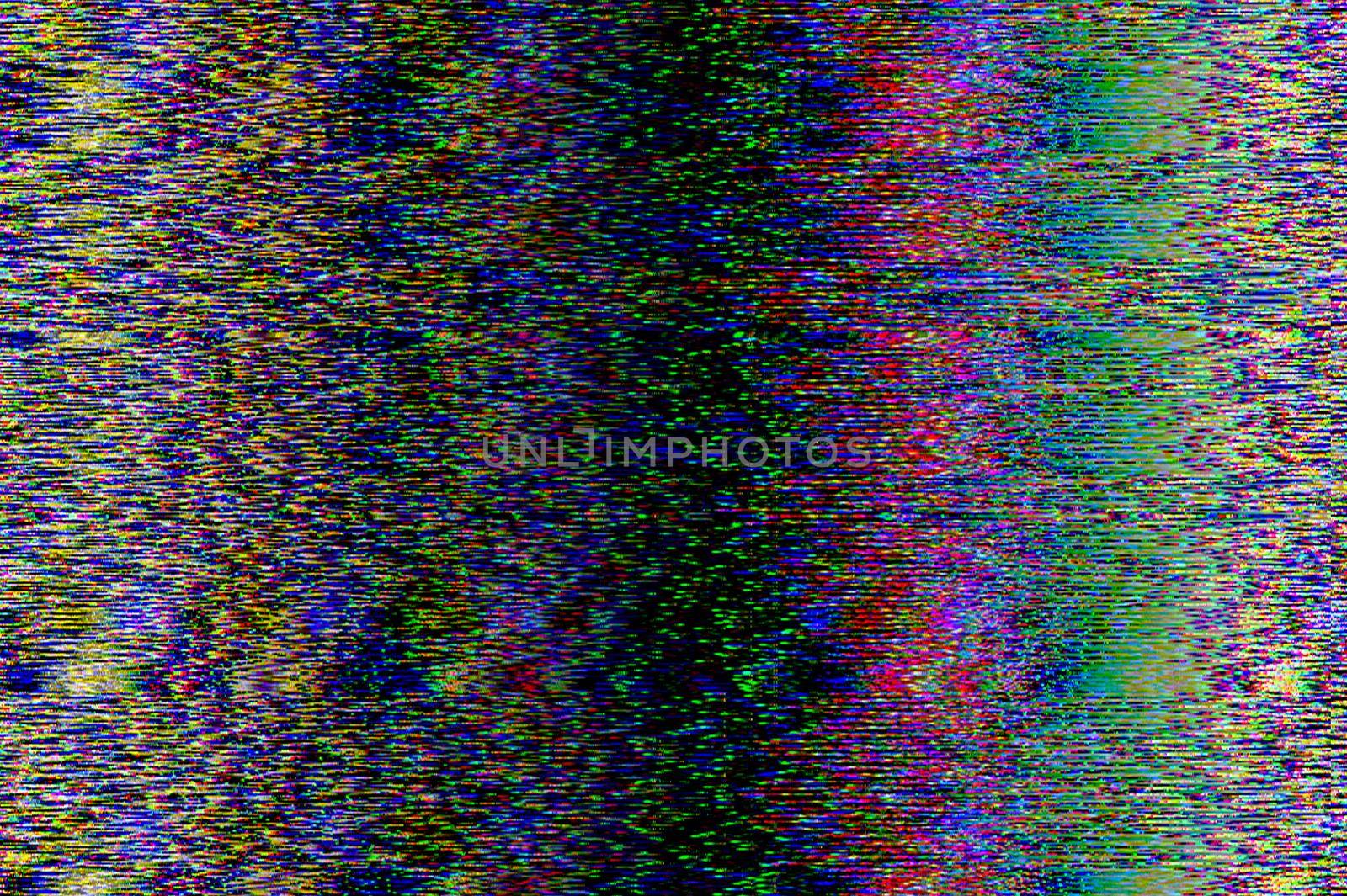 Glitch psychedelic background. Old TV screen error. Digital pixel noise abstract design. Photo glitch. Television signal fail. Technical problem grunge wallpaper. Colorful noise by DesignAB