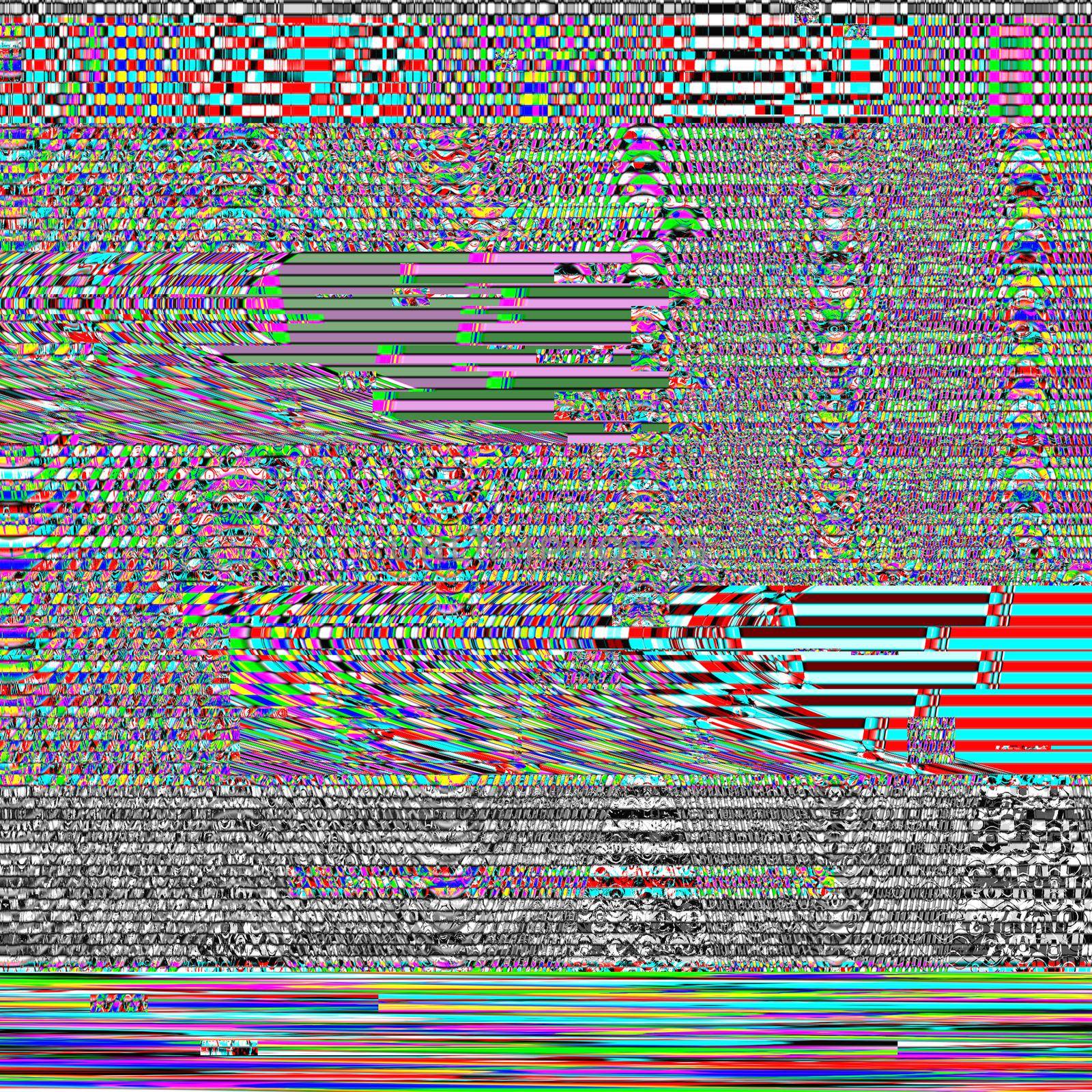 Glitch psychedelic background. Old TV screen error. Digital pixel noise abstract design. Photo glitch. Bad signal. Technical problem grunge wallpaper. Colorful noise by DesignAB
