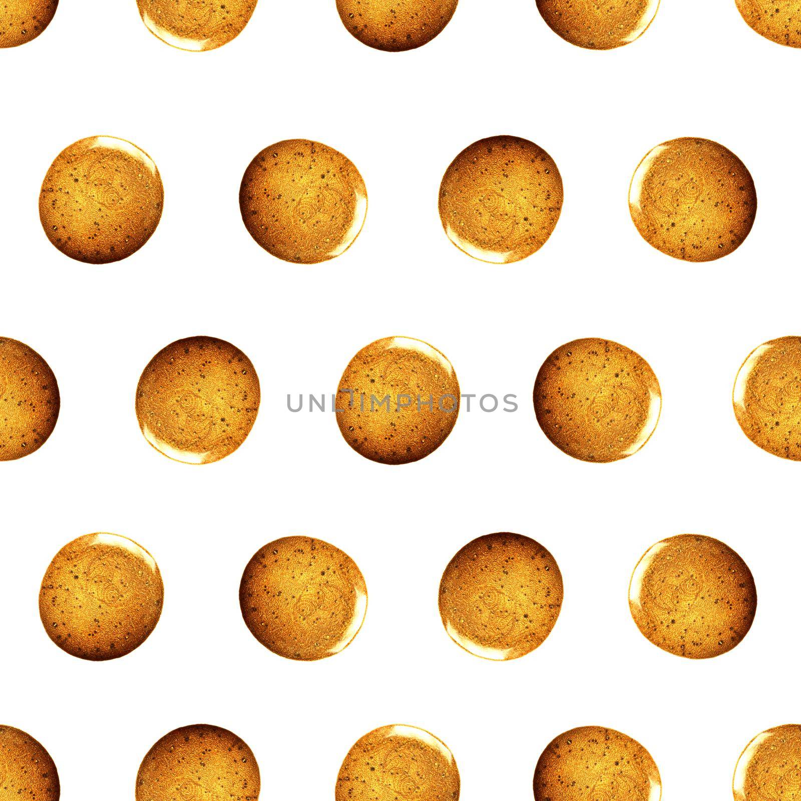 Seamless pattern with shine glitter dots. Gold draw blots. Hand-made. Isolated on white background. Fabric print. 3D rendering by DesignAB